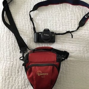 Canon EOS Rebel G film and bag